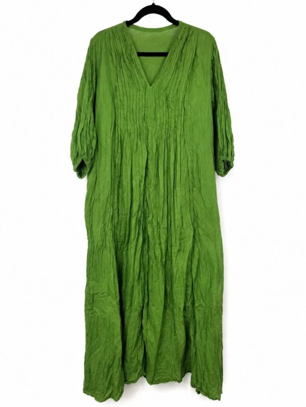 NEW Green Cotton Boho Maxi Dress – Oversized Relaxed Fit with Pockets Thailand - Picture 3 of 10